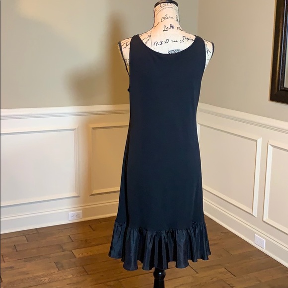 Eileen Fisher Black Slvls 100% Silk Ruffled Dress - Picture 7 of 8